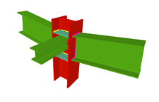 Column to two beam moment connection with simply connected orthogonal beam (continuous column)